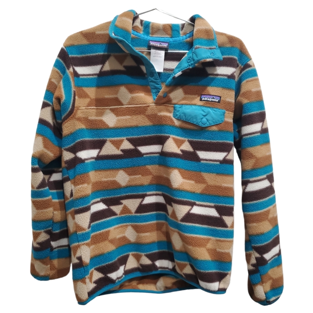 Patagonia Women Small Fleece Synchilla Snap T Pullover Aztec Mountain So…